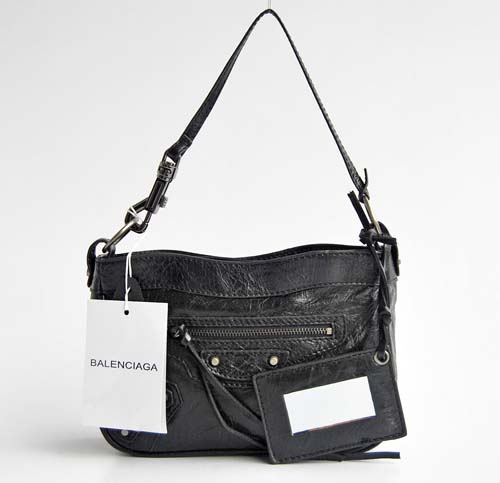 Balenciaga 084980 Black Tempest Leather Mini Shoulder Bag