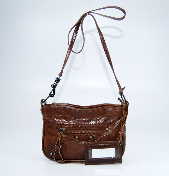Balenciaga 084980 Coffee Lembskin Leather Mini Shoulder Bag - Click Image to Close