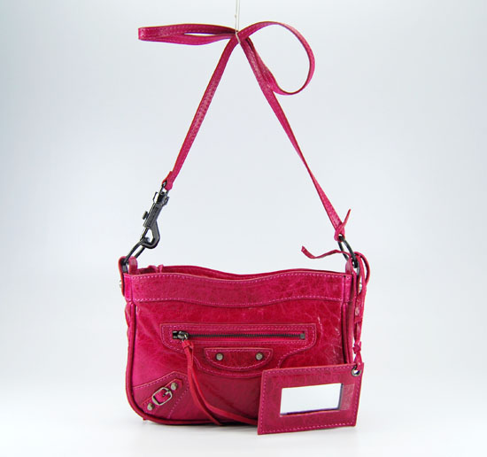 Balenciaga 084980 Pink Red Lembskin Leather Mini Shoulder Bag - Click Image to Close