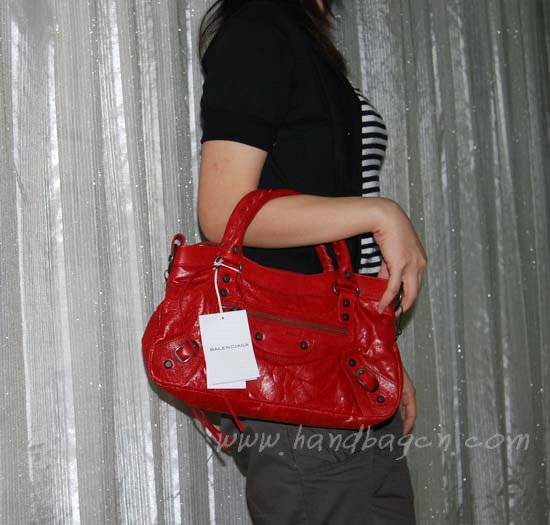 Balenciaga 103208 Red Arena First Classic Leather Bag