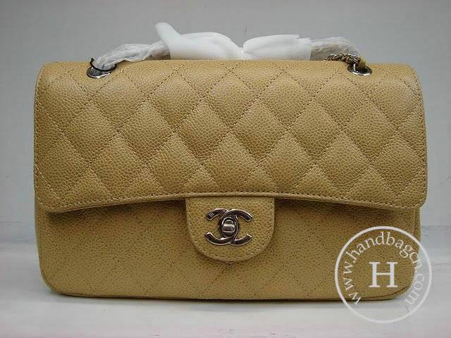 Chanel 1112 Classic 2.55 Replica Handbag Apricot Genuine Cowhide Leather With Silver Hardware