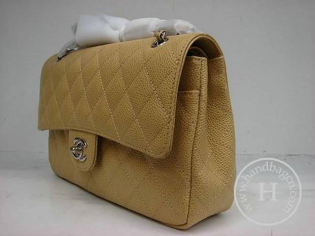 Chanel 1112 Classic 2.55 Replica Handbag Apricot Genuine Cowhide Leather With Silver Hardware - Click Image to Close