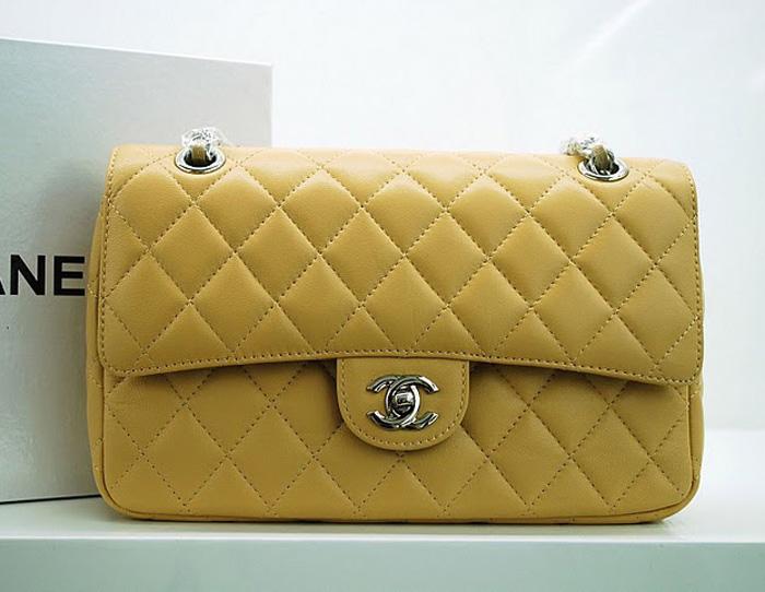 Chanel 1112 Classic 2.55 Replica Handbag Apricot Lambskin Leather With Silver Hardware - Click Image to Close