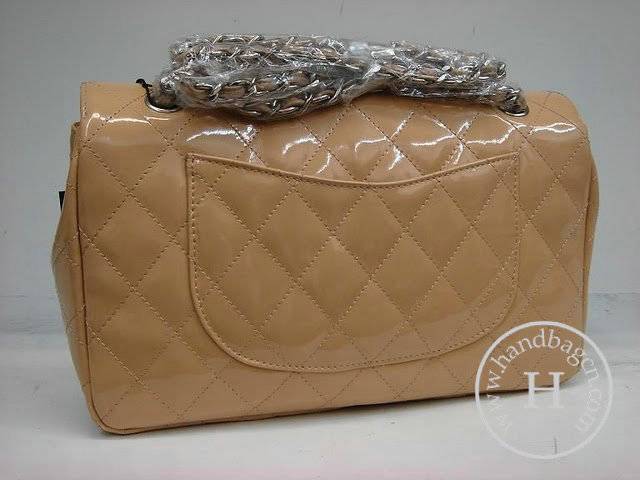 Chanel 1112 Classic 2.55 Replica Handbag Apricot Patent Leather With Silver Hardware - Click Image to Close