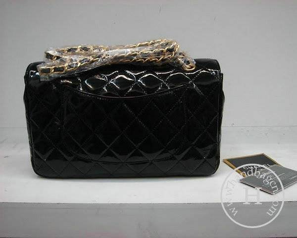 Chanel 1112 Classic 2.55 Replica Handbag Black Patent Leather With Gold Hardware - Click Image to Close