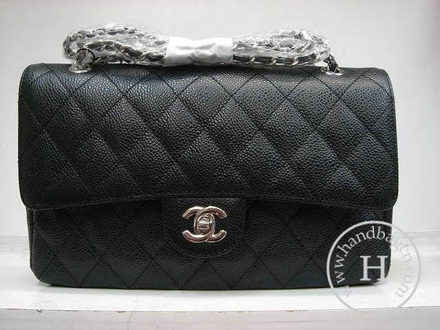 Chanel 1112 Classic 2.55 Replica Handbag Black Cowhide Leather With Silver Hardware - Click Image to Close