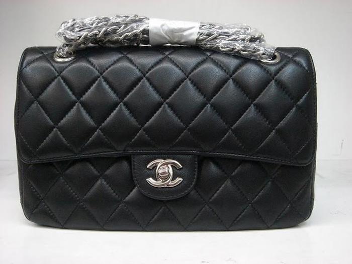 Chanel 1112 Classic 2.55 Black Lambskin Leather With Silver Hardware - Click Image to Close