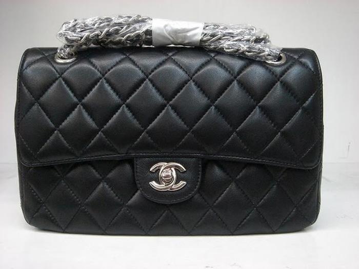 Chanel 1112 Classic 2.55 Black Lambskin Leather With Silver Hardware