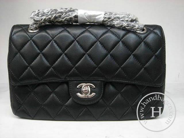 Chanel 1112 Classic 2.55 Black Lambskin Leather With Silver Hardware - Click Image to Close