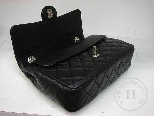 Chanel 1112 Classic 2.55 Black Lambskin Leather With Silver Hardware