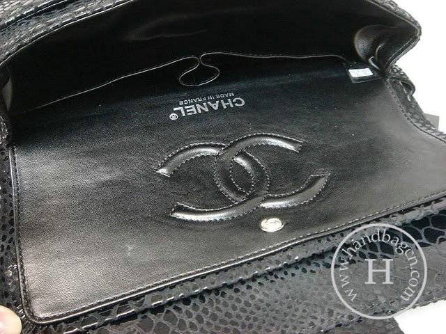Chanel 1112 Classic 2.55 Replica Handbag Black Snake Veins Leather With Silver Hardware - Click Image to Close