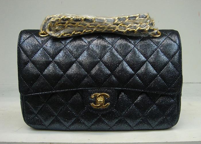 Chanel 1112 Classic 2.55 Replica Handbag Blue Genuine Leather With Gold Hardware - Click Image to Close