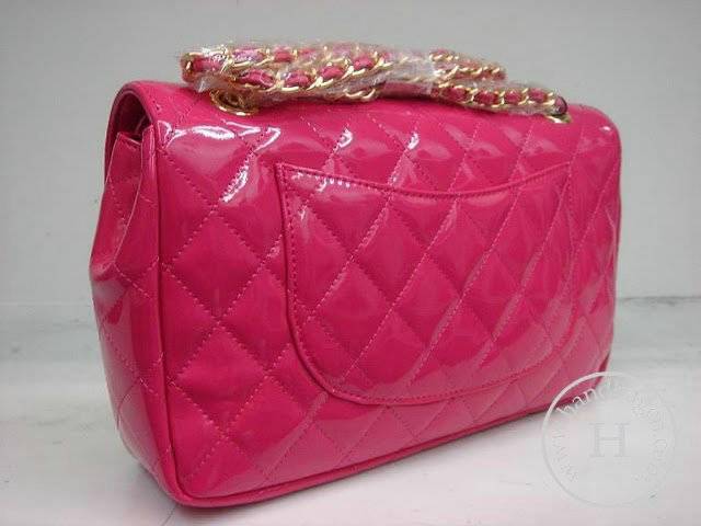 Chanel 1112 Classic 2.55 Replica Handbag Pink Patent Leather With Gold Hardware - Click Image to Close
