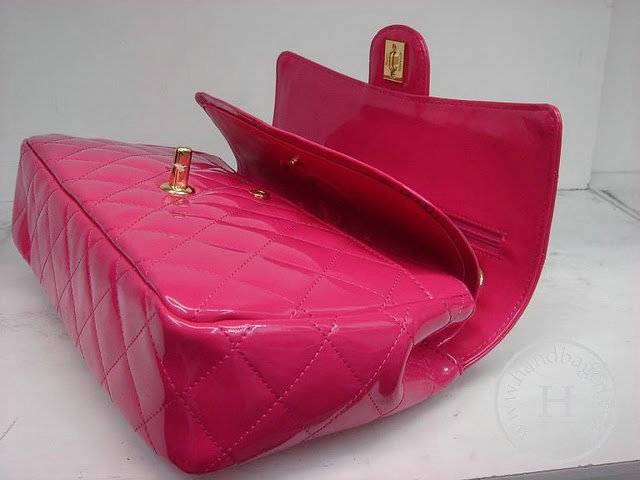 Chanel 1112 Classic 2.55 Replica Handbag Pink Patent Leather With Gold Hardware - Click Image to Close