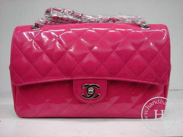 Chanel 1112 Classic 2.55 Replica Handbag Pink Patent Leather With Silver Hardware - Click Image to Close
