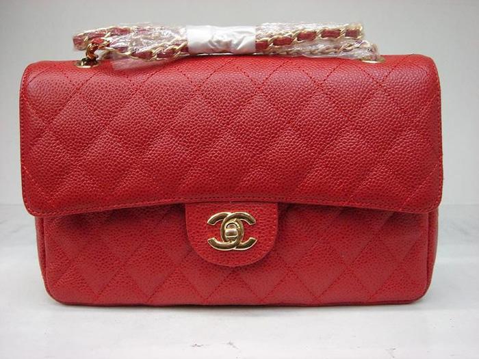 Chanel 1112 red cowhide leather 2.55-Gold Hardware - Click Image to Close