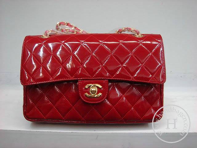 Chanel 1112 Classic 2.55 Replica Handbag Red Patent Leather With Gold Hardware - Click Image to Close
