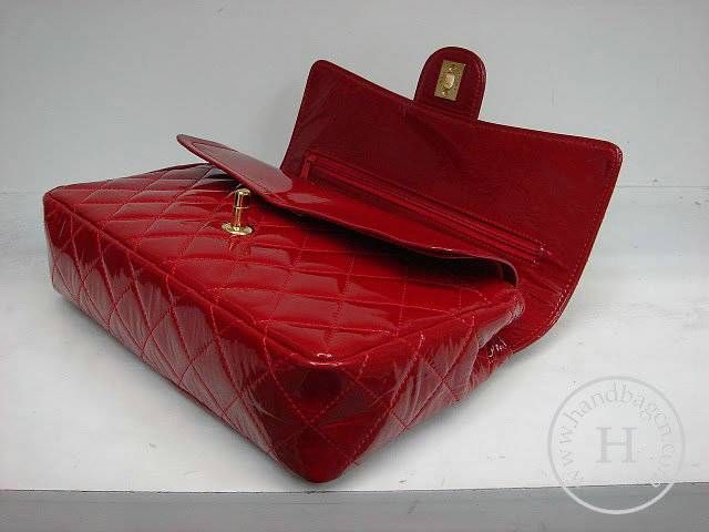 Chanel 1112 Classic 2.55 Replica Handbag Red Patent Leather With Gold Hardware - Click Image to Close