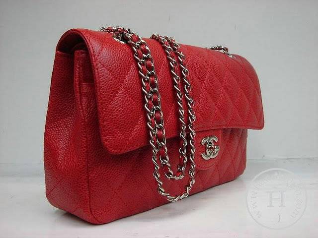 Chanel 1112 Classic 2.55 Replica Handbag Red Genuine Cowhide Leather With Silver Hardware - Click Image to Close