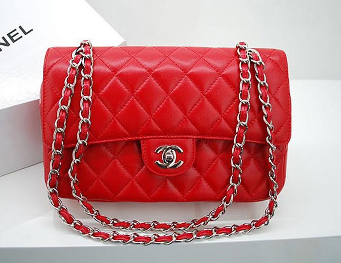 Chanel 1112 Classic 2.55 Replica Handbag Red Lambskin Leather With Silver Hardware - Click Image to Close