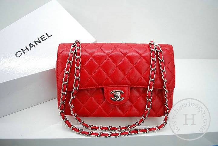 Chanel 1112 Classic 2.55 Replica Handbag Red Lambskin Leather With Silver Hardware