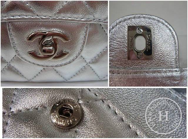 Chanel 1112 Classic 2.55 Replica Handbag Silver Lambskin Leather With Silver Hardware - Click Image to Close