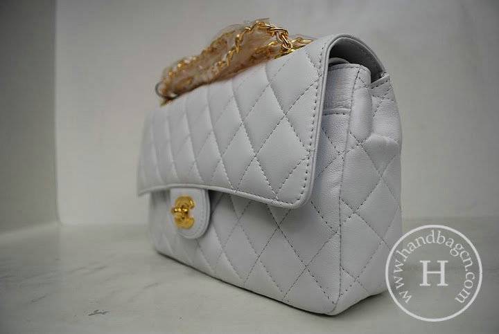 Chanel 1112 Classic 2.55 Replica Handbag White Lambskin Leather With Gold Hardware - Click Image to Close