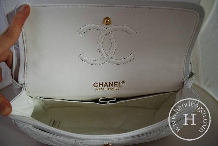 Chanel 1112 Classic 2.55 Replica Handbag White Lambskin Leather With Gold Hardware - Click Image to Close