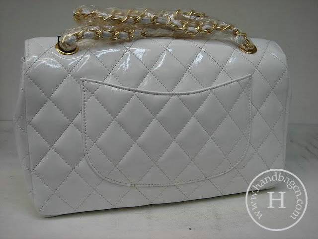 Chanel 1112 Classic 2.55 Replica Handbag White Patent Leather With Gold Hardware - Click Image to Close