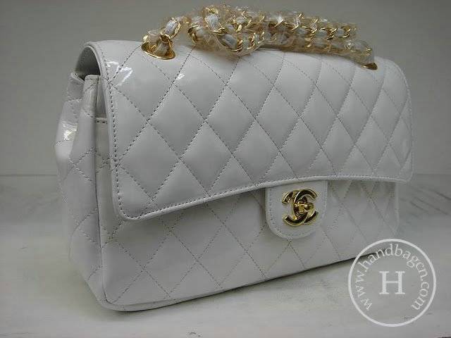 Chanel 1112 Classic 2.55 Replica Handbag White Patent Leather With Gold Hardware