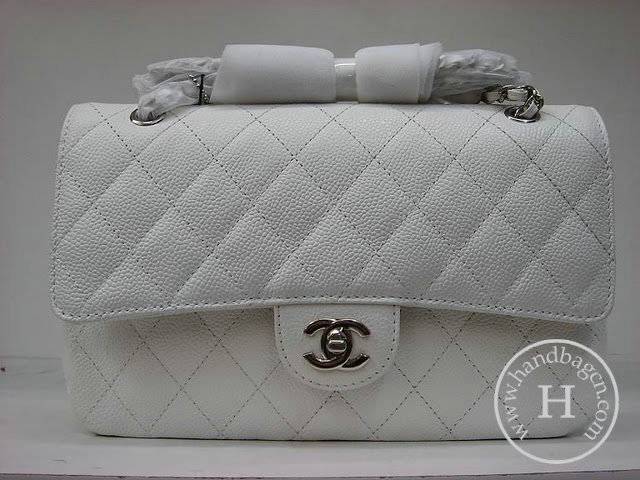 Chanel 1112 white cowhide Leather 2.55-Silver Hardware - Click Image to Close