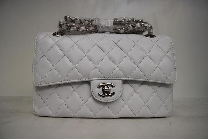 Chanel 1112 Classic 2.55 Replica Handbag White Lambskin Leather With Silver Hardware - Click Image to Close