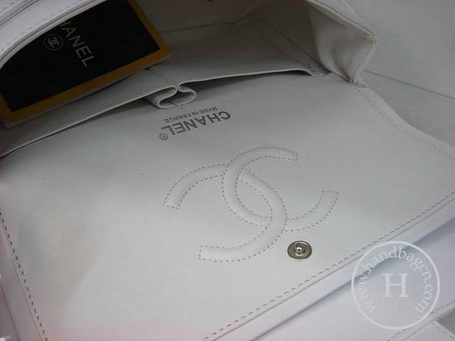 Chanel 1112 Classic 2.55 Replica Handbag White Patent Leather With Silver Hardware