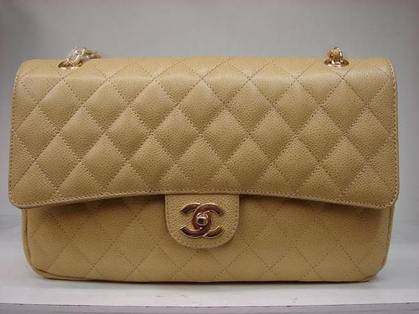 Chanel 1113 replica handbag Apricot cowhide leather with Gold hardware