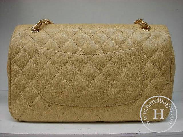 Chanel 1113 replica handbag Apricot cowhide leather with Gold hardware - Click Image to Close