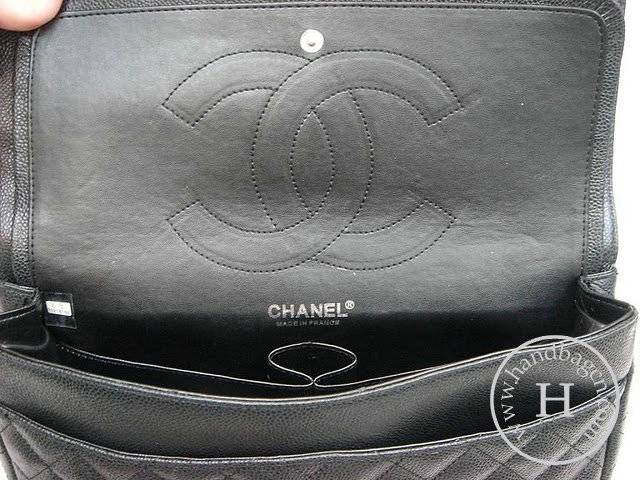 Chanel 1113 Black cowhide leather replica handbag with Silver hardware - Click Image to Close