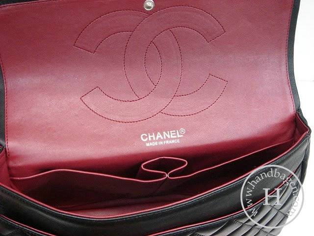 Chanel 1113 Black lambskin leather replica handbag with Silver hardware