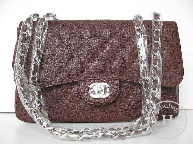 Chanel 1113 replica handbag Coffee cowhide leather with Silver hardware