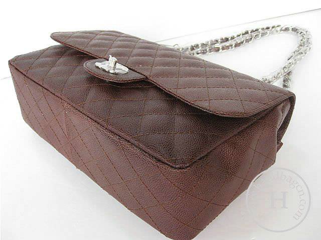 Chanel 1113 replica handbag Coffee cowhide leather with Silver hardware - Click Image to Close