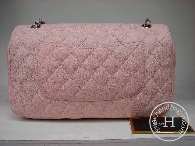 Chanel 1113 Pink cowhide leather replica handbag with silver hardware