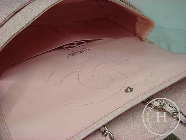 Chanel 1113 Pink cowhide leather replica handbag with silver hardware