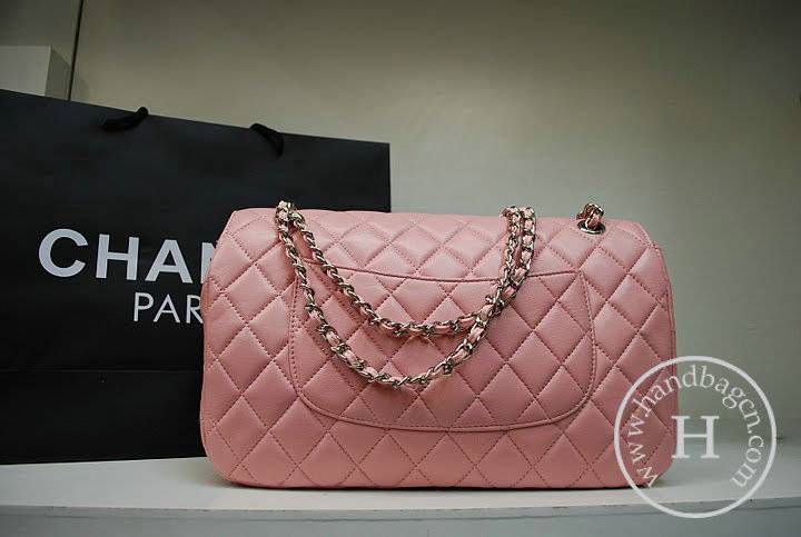 Chanel 1113 Pink lambskin leather handbag with Silver hardware - Click Image to Close
