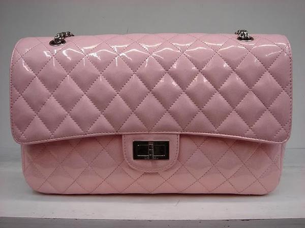 Chanel 1113 Pink patent leather handbag with Silver hardware