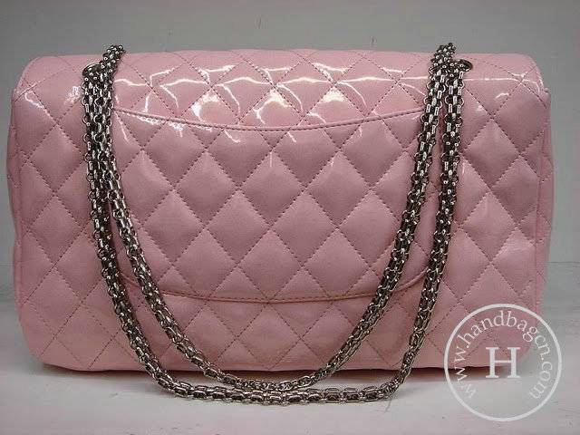 Chanel 1113 Pink patent leather handbag with Silver hardware - Click Image to Close