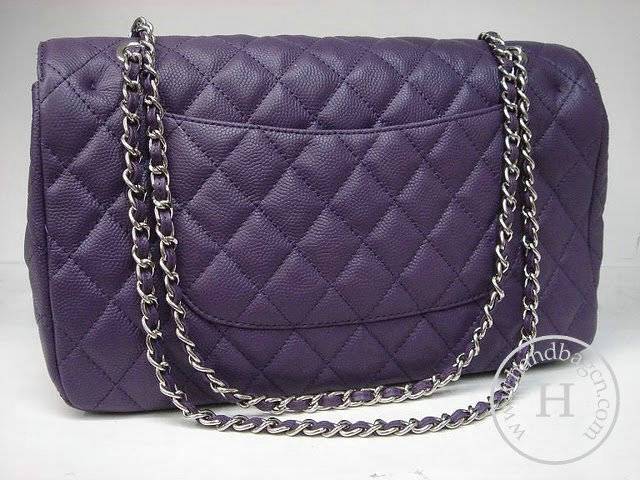 Chanel 1113 replica handbag Purple cowhide leather with Silver hardware - Click Image to Close