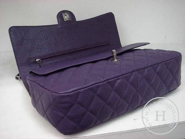 Chanel 1113 replica handbag Purple cowhide leather with Silver hardware - Click Image to Close