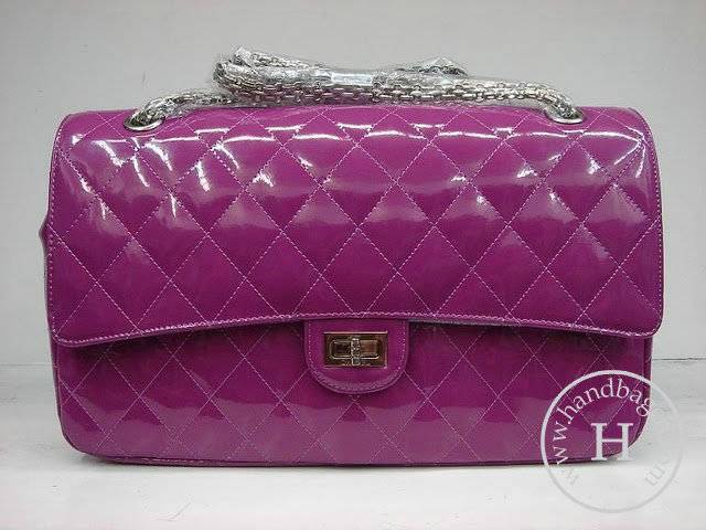 Chanel 1113 replica handbag Purple patent leather with Silver hardware