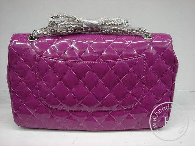 Chanel 1113 replica handbag Purple patent leather with Silver hardware - Click Image to Close