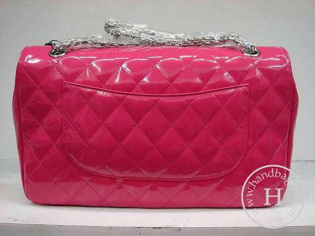 Chanel 1113 replica handbag Peach red patent leather with Silver hardware - Click Image to Close