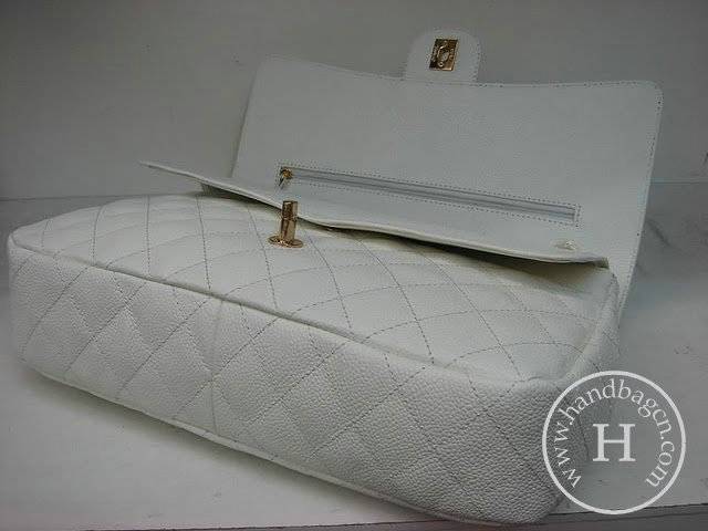 Chanel 1113 White cowhide replica leather handbag with Gold hardware